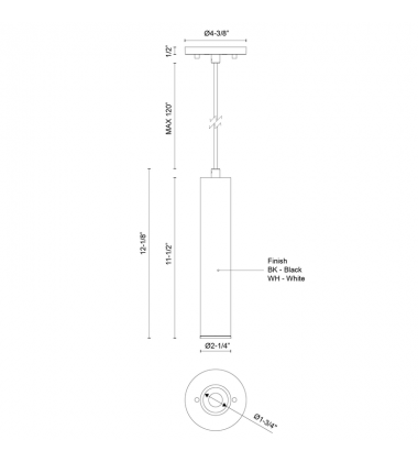 LD2-PD12W12-3050-BK-UNV-010-Lorna 12-in (2-in Dia.) 50 Degree Optic Black LED Pendant LD2-PD12W12-3050-BK-UNV-010-Lorna 12-in (2-in Dia.) 50 Degree Optic Black LED Pendant