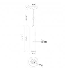 LD2-PD12W12-3050-WH-UNV-010-Lorna 12-in (2-in Dia.) 50 Degree Optic White LED Pendant