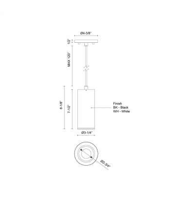 LD3-PD08W14-3050-WH-UNV-010-Lorna 8-in (3-in Dia.) 50 Degree Optic White LED Pendant LD3-PD08W14-3050-WH-UNV-010-Lorna 8-in (3-in Dia.) 50 Degree Optic White LED Pendant