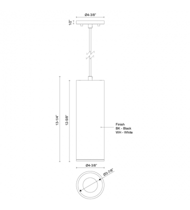 LD4-PD12W24-3015-WH-UNV-010-Lorna 13-in (4-in Dia.) 15 Degree Optic White LED Pendant LD4-PD12W24-3015-WH-UNV-010-Lorna 13-in (4-in Dia.) 15 Degree Optic White LED Pendant