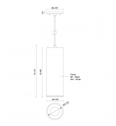 LD4-PD12W24-3050-WH-UNV-010-Lorna 13-in (4-in Dia.) 50 Degree Optic White LED Pendant
