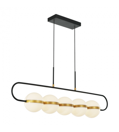 LP302005MBBG-UNV-010-Tagliato 5 Head Matte Black/Brushed Gold LED Linear Pendant