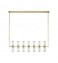 LP309077NBCG-Revolve Clear Glass/Natural Brass 14 Lights Linear Pendant  LP309077NBCG-Revolve Clear Glass/Natural Brass 14 Lights Linear Pendant