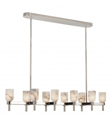  LP338052PNAR-Lucian 52-in Polished Nickel/Alabaster 10 Lights Linear Pendant