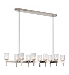  LP338052PNCC-Lucian 52-in Clear Crystal/Polished Nickel 10 Lights Linear Pendant