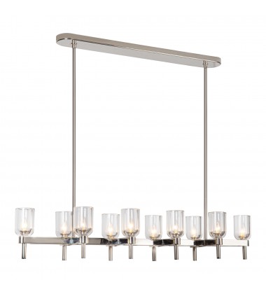 LP338052PNCC-Lucian 52-in Clear Crystal/Polished Nickel 10 Lights Linear Pendant LP338052PNCC-Lucian 52-in Clear Crystal/Polished Nickel 10 Lights Linear Pendant