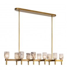  LP338052VBAR-Lucian 52-in Vintage Brass/Alabaster 10 Lights Linear Pendant