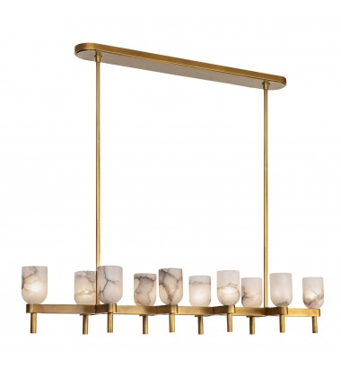 LP338052VBAR-Lucian 52-in Vintage Brass/Alabaster 10 Lights Linear Pendant LP338052VBAR-Lucian 52-in Vintage Brass/Alabaster 10 Lights Linear Pendant