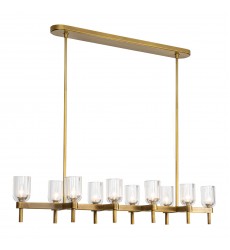  LP338052VBCC-Lucian 52-in Clear Crystal/Vintage Brass 10 Lights Linear Pendant