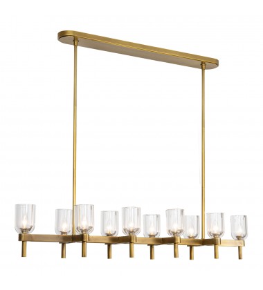  LP338052VBCC-Lucian 52-in Clear Crystal/Vintage Brass 10 Lights Linear Pendant