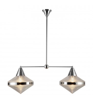  LP348241PNPG-Willard 41-in Polished Nickel/Prismatic Glass 2 Lights Linear Pendant