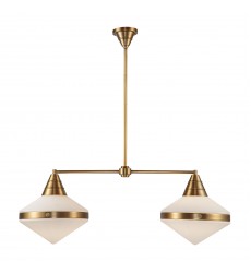  LP348241VBOP-Willard 41-in Vintage Brass/Opal Matte Glass 2 Lights Linear Pendant