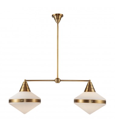  LP348241VBOP-Willard 41-in Vintage Brass/Opal Matte Glass 2 Lights Linear Pendant