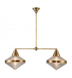 LP348241VBPG-Willard 41-in Vintage Brass/Prismatic Glass 2 Lights Linear Pendant