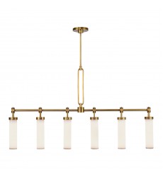  LP355652VBGO-Wynwood 52-in Vintage Brass/Glossy Opal 6 Lights Linear Pendant
