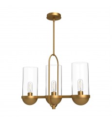  LP539024AGCL-Cyrus 24-in Aged Gold/Clear Glass 3 Lights Linear Pendant