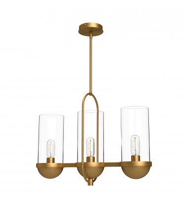  LP539024AGCL-Cyrus 24-in Aged Gold/Clear Glass 3 Lights Linear Pendant