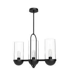 LP539024MBCL-Cyrus 24-in Clear Glass/Matte Black 3 Lights Linear Pendant
