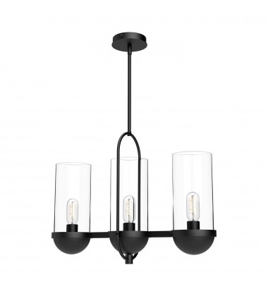  LP539024MBCL-Cyrus 24-in Clear Glass/Matte Black 3 Lights Linear Pendant
