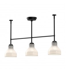  LP540334MBGO-Westlake 34-in Glossy Opal Glass/Matte Black 3 Lights Linear Pendant