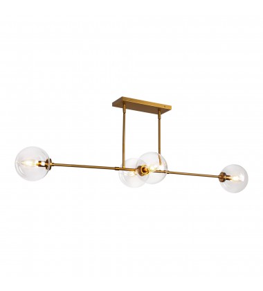  LP549448AGCL-Cassia 48-in Aged Brass/Clear Glass 4 Lights Linear Pendant