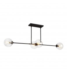  LP549448MBCL-Cassia 48-in Matte Black/Clear Glass 4 Lights Linear Pendant