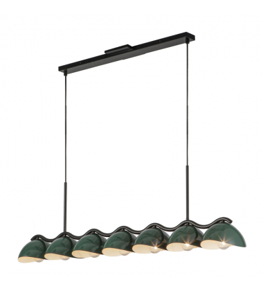 LP57642-BK/PGN-Atlas 42-in Black/Pine Green Socket Linear Pendant