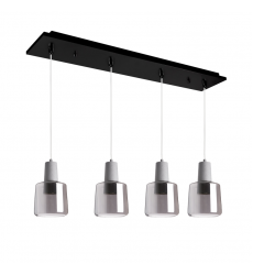 MP12506BKSM-04-Samson 28-in Black/Smoked Glass 4-Light Multi Pendant
