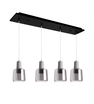 MP12506BKSM-04-Samson 28-in Black/Smoked Glass 4-Light Multi Pendant