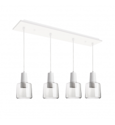 MP12506WHCL-04-Samson 28-in White/Clear Glass 4-Light Multi Pendant