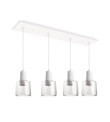 MP12506WHCL-04-Samson 28-in White/Clear Glass 4-Light Multi Pendant