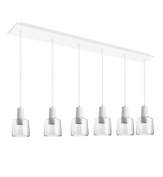 MP12506WHCL-06-Samson 42-in White/Clear Glass 6-Light Multi Pendant
