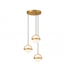  MP301003BG-Globo 3 Head Brushed Gold LED Multi Pendant