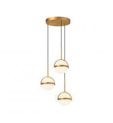MP301003BG-UNV-Globo 3 Head Brushed Gold LED Multi Pendant