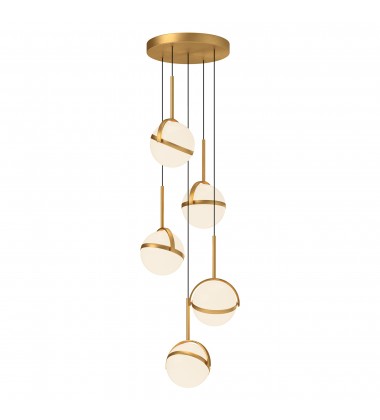 MP301005BG-Globo 5 Head Brushed Gold LED Multi Pendant  MP301005BG-Globo 5 Head Brushed Gold LED Multi Pendant