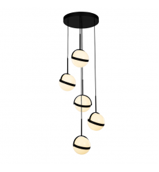 MP301005MB-UNV-010-Globo 5 Head Matte Black LED Multi Pendant