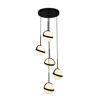 MP301005MB-UNV-010-Globo 5 Head Matte Black LED Multi Pendant