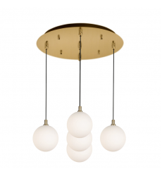 MP3106BGOP-05-Bolla 16-in Brushed Gold/Opal Glass 5-Light Multi Pendant MP3106BGOP-05-Bolla 16-in Brushed Gold/Opal Glass 5-Light Multi Pendant