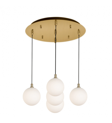 MP3106BGOP-05-Bolla 16-in Brushed Gold/Opal Glass 5-Light Multi Pendant
