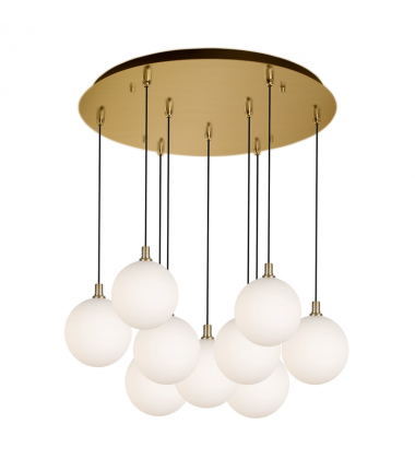 MP3106BGOP-09-Bolla 20-in Brushed Gold/Opal Glass 9-Light Multi Pendant