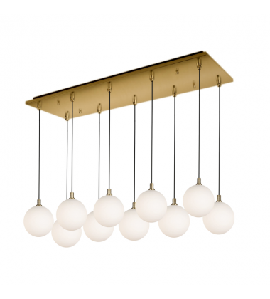 MP3106BGOP-10-Bolla 29-in Brushed Gold/Opal Glass 10-Light Multi Pendant