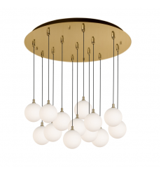 MP3106BGOP-13-Bolla 25-in Brushed Gold/Opal Glass 13-Light Multi Pendant MP3106BGOP-13-Bolla 25-in Brushed Gold/Opal Glass 13-Light Multi Pendant