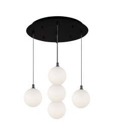 MP3106BKOP-05-Bolla 16-in Black/Opal Glass 5-Light Multi Pendant