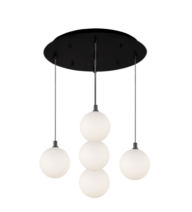 MP3106BKOP-05-Bolla 16-in Black/Opal Glass 5-Light Multi Pendant