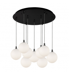 MP3106BKOP-09-Bolla 20-in Black/Opal Glass  9-Light Multi Pendant