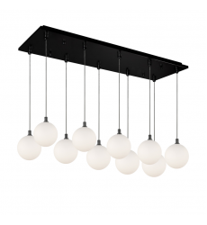 MP3106BKOP-10-Bolla 29-in Black/Opal Glass 10-Light Multi Pendant