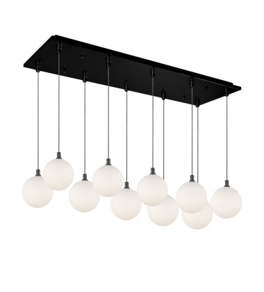 MP3106BKOP-10-Bolla 29-in Black/Opal Glass 10-Light Multi Pendant