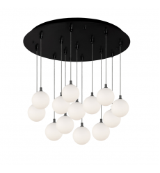 MP3106BKOP-13-Bolla 25-in Black/Opal Glass 13-Light Multi Pendant