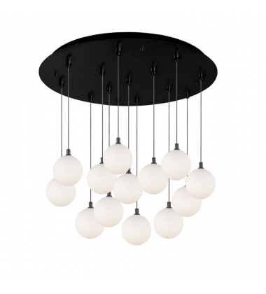MP3106BKOP-13-Bolla 25-in Black/Opal Glass 13-Light Multi Pendant