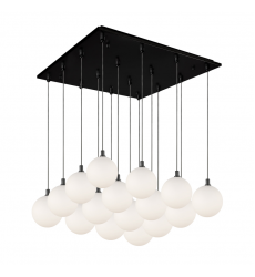 MP3106BKOP-16-Bolla 21-in Black/Opal Glass 16-Light Multi Pendant